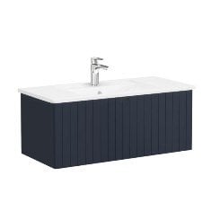 Vitra Root Groove 69392 Lavabo Dolabı, Tek Çekmeceli, 100 Cm, Mat Lacivert, Köşeli Lavabolu